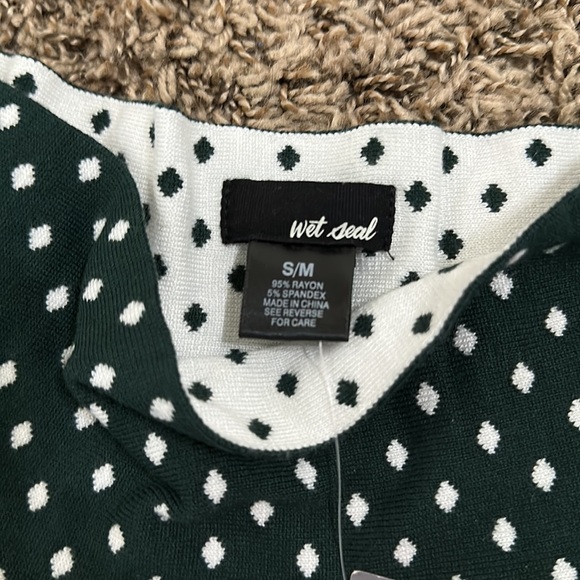 NWT Wet Seal pattern flared polka dot green and white skirt - Picture 4 of 6